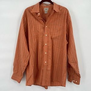 LL Bean Wrinkle Resistant Orange Button Front Shirt Men’s Size Large